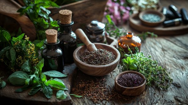 Herbs, drying, jars, and quiet preparation